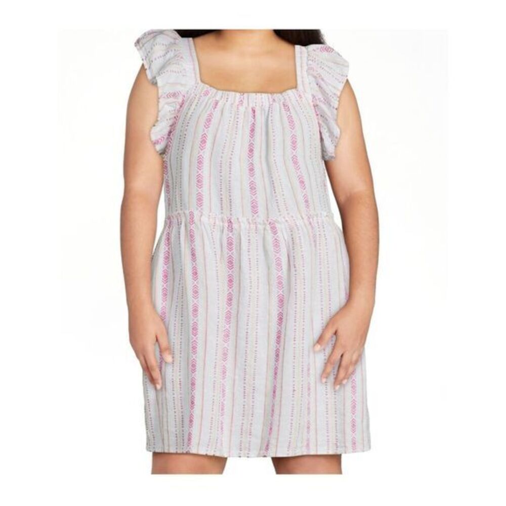 Women‎ Linen Blend Mini Dress Flutter Sleeve Cottage Boho XXL Summer BeachResort